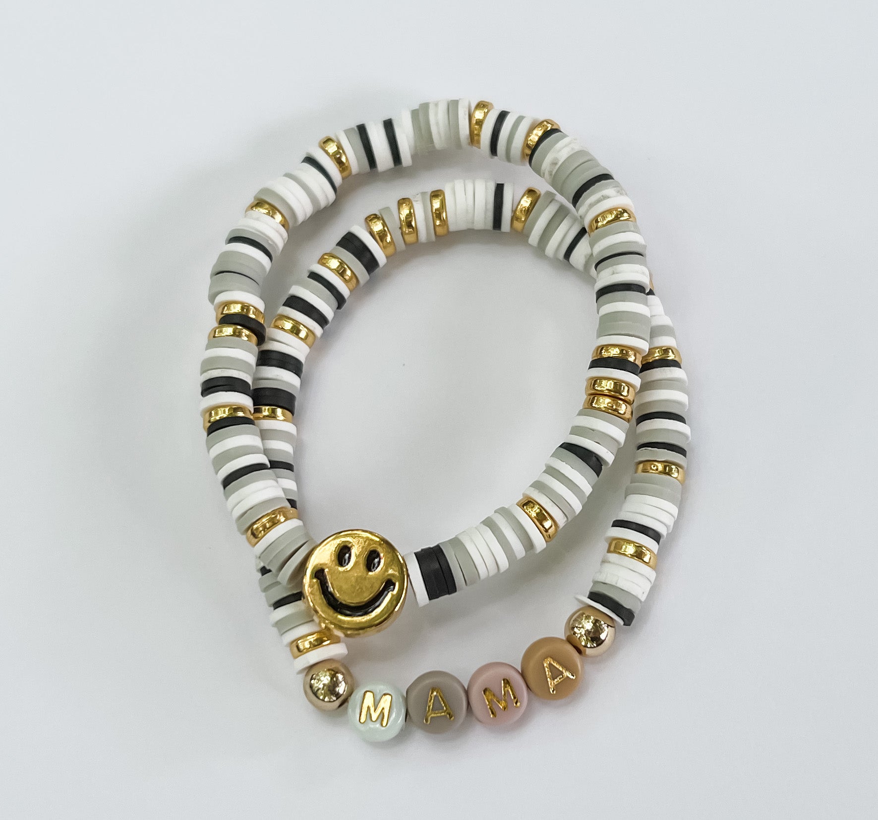 Black and Gold Clay Beads  Clay bracelet, Clay beads, Beaded